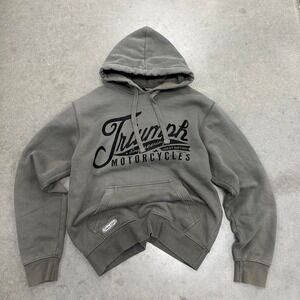 Triumph Motorcycles gray mens pullover hoodie with black graphic Size Large